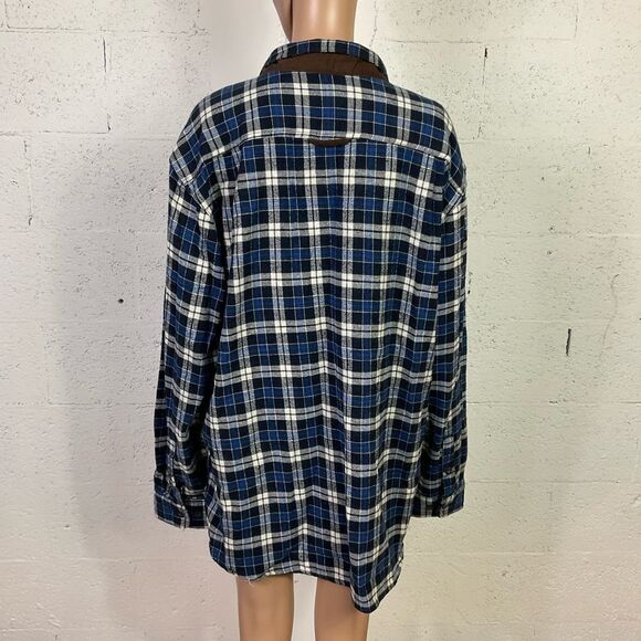 NEW RAINFOREST heavy flannel navy tartan plaid button up shirt/ shaket XXL - Picture 5 of 9